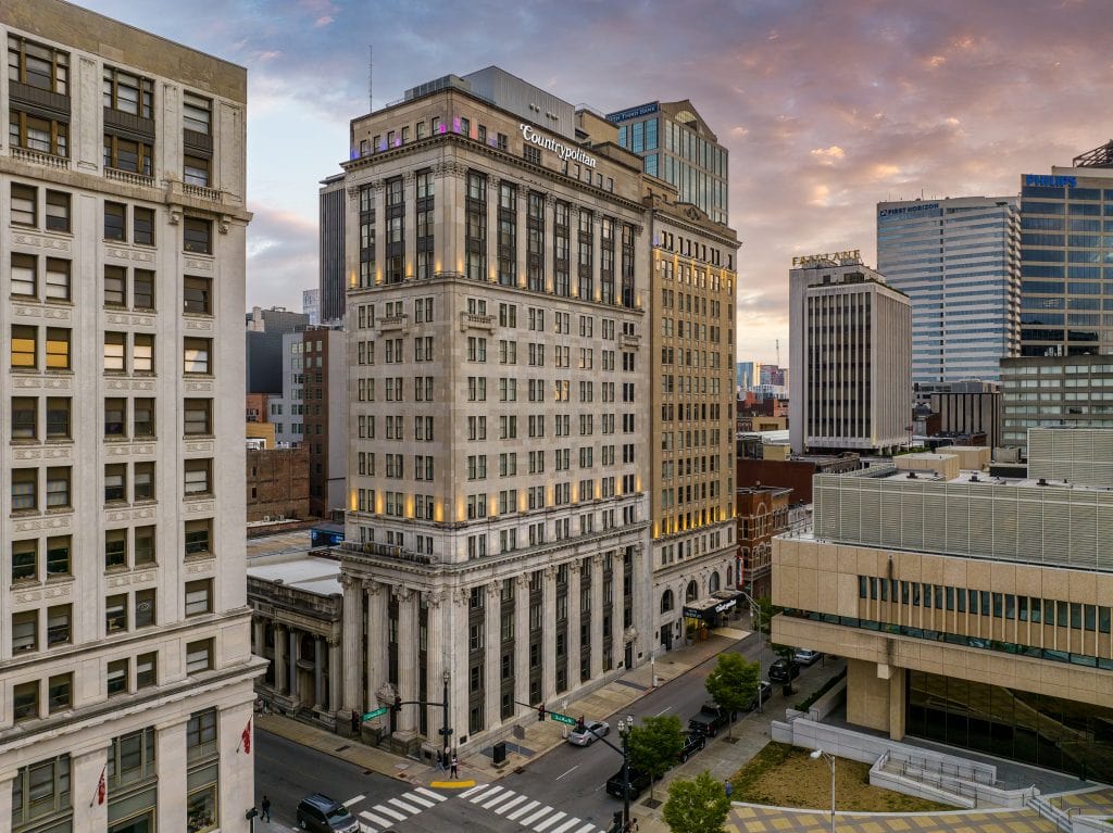 Countrypolitan Hotel Nashville 5 Exterior cityscape view of a historic boutique hotel.