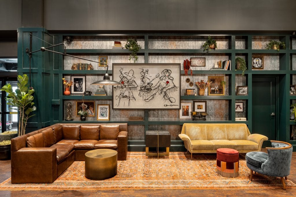 Countrypolitan Hotel Nashville 4 Cozy lounge area with vibrant seating and artistic decor.