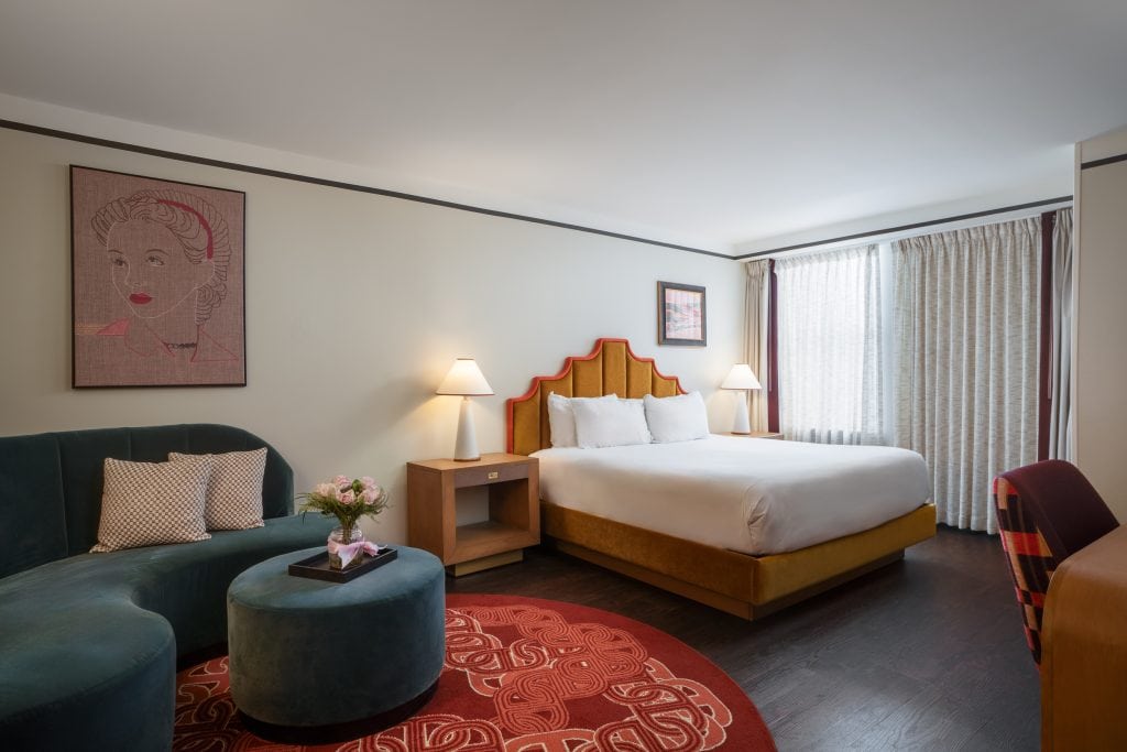 Countrypolitan Hotel Nashville 9 Luxury boutique hotel room with custom lighting and decor.