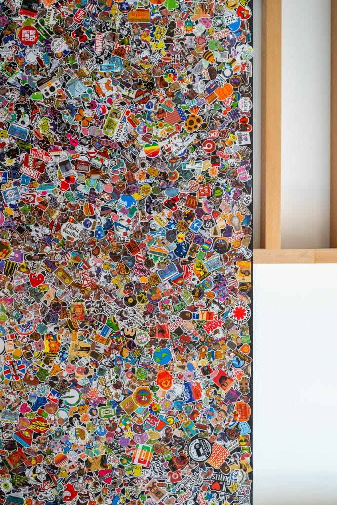 Broadstone Craft 6 Ceiling covered with hand-applied 1980s stickers.