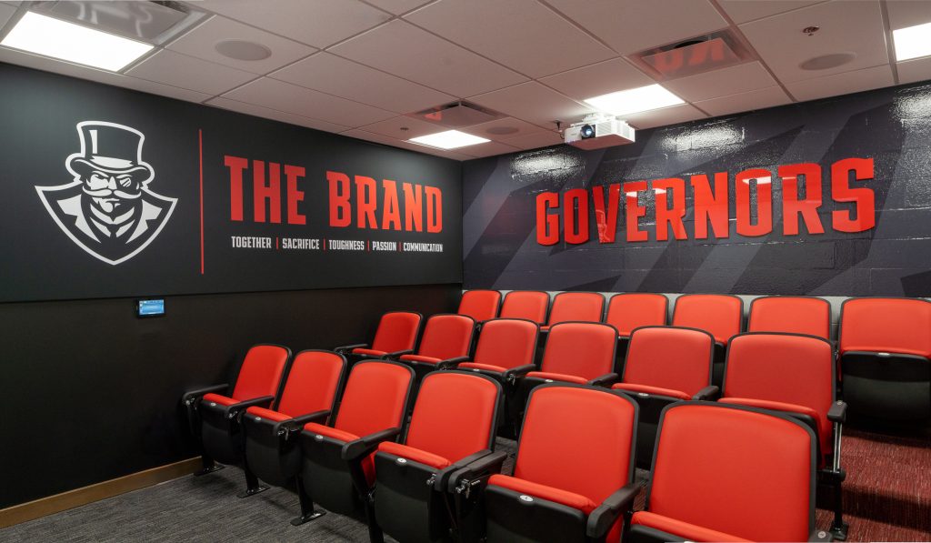 FM Bank Arena 9 Large meeting room for a sports team with tiered seating.